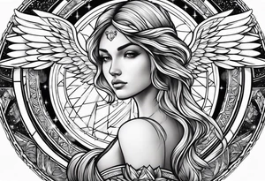 guardian angel with light backround tattoo idea