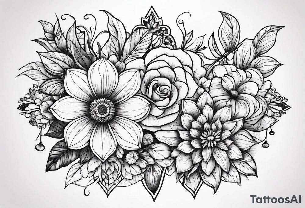 ornaments of flowers tattoo idea