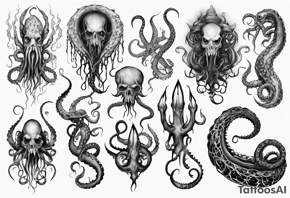 lovecraft mythe long tattoo
with lot of tentacle tattoo idea