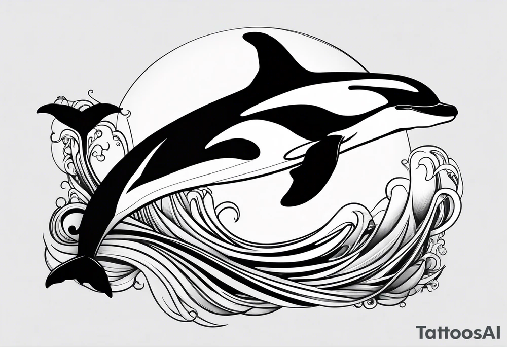 Killer whale that looks badass outline tattoo idea