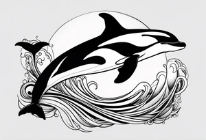 Killer whale that looks badass outline tattoo idea