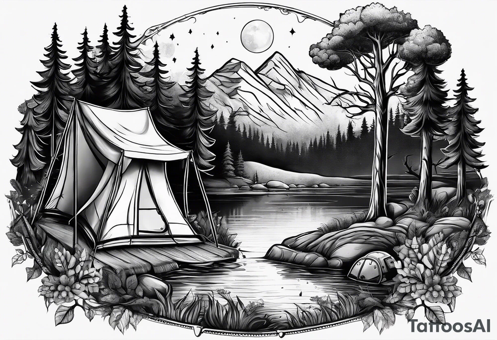 Camping in the forest tattoo idea