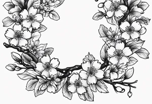 Wreath of cherry blossoms tattoo idea