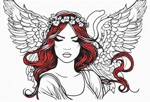 red hair angel girl tattoo idea