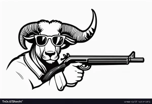 capricorn with sunglasses holding a shotgun tattoo idea