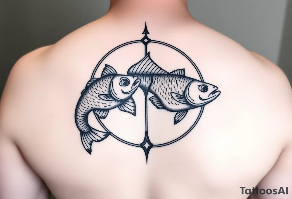 Only using the word picses unique zodiac sign  with fishes tattoo idea