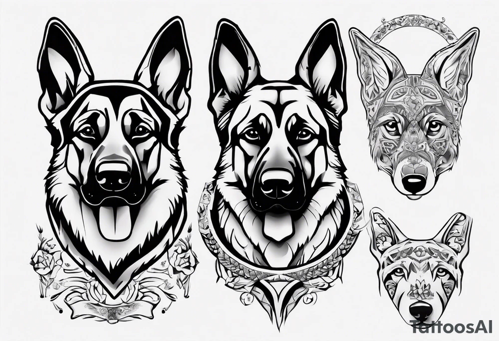 German Shepherd with frame tattoo idea