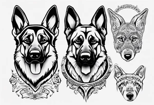 German Shepherd with frame tattoo idea