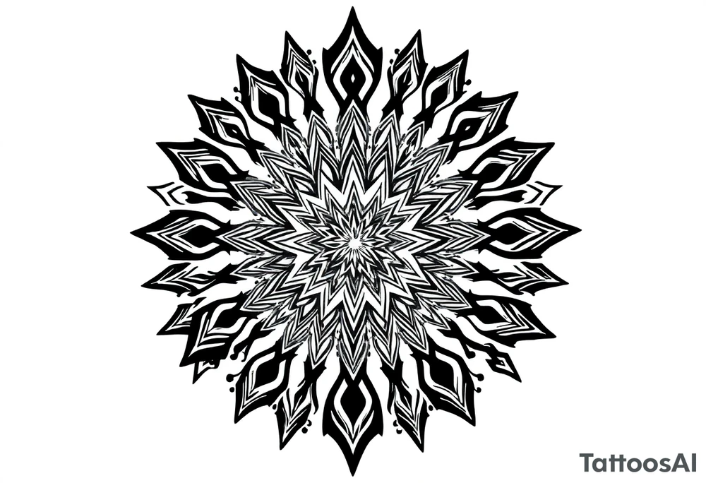 long mytical mandala with ancient rhyme tattoo idea