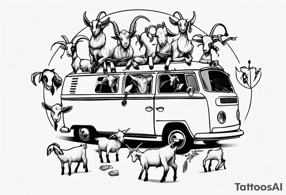 Goats on a Volkswagon tattoo idea