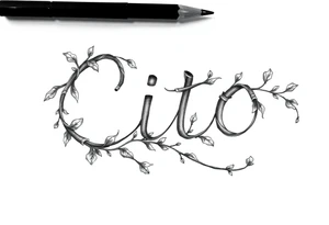 Write the name Cito but make it look like a vine with detail it should resemble cursive but keep it looking like it’s written in vine make it sideways facing left going downward tattoo idea