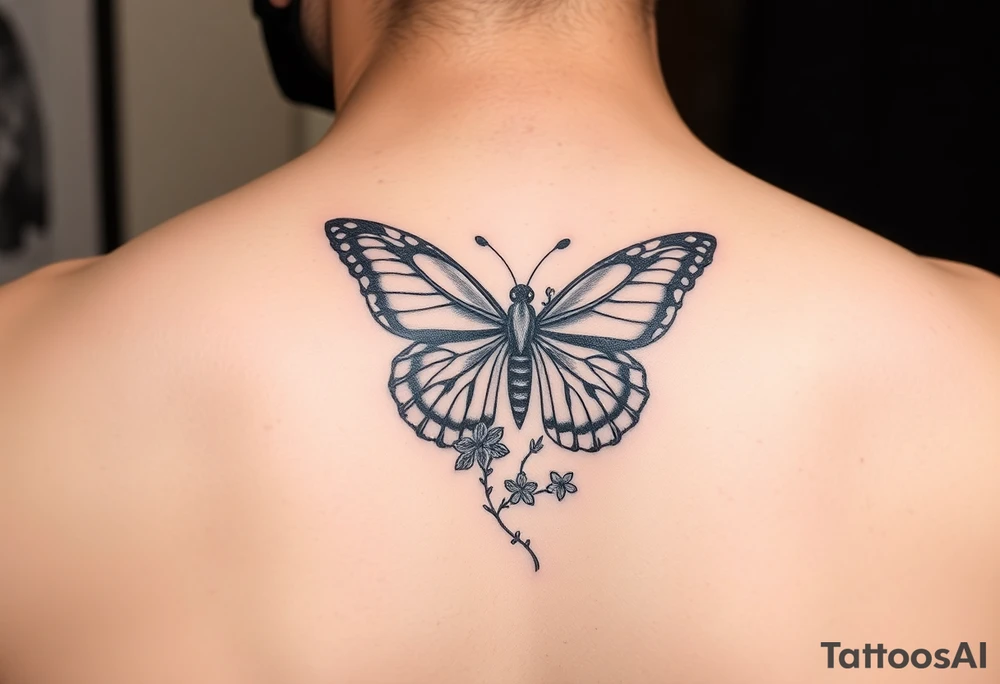 butterfly flower tattoo idea