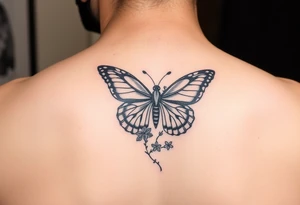 butterfly flower tattoo idea