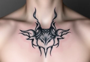 Feminine Tattoo with horns just barley touching collarbone tattoo idea
