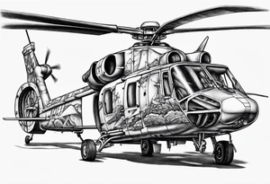a crazy looking helicopter tattoo idea
