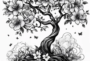 flowers tree tattoo idea
