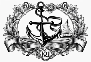 Anchor with ribbon and psalm 23:19 on ribbon tattoo idea