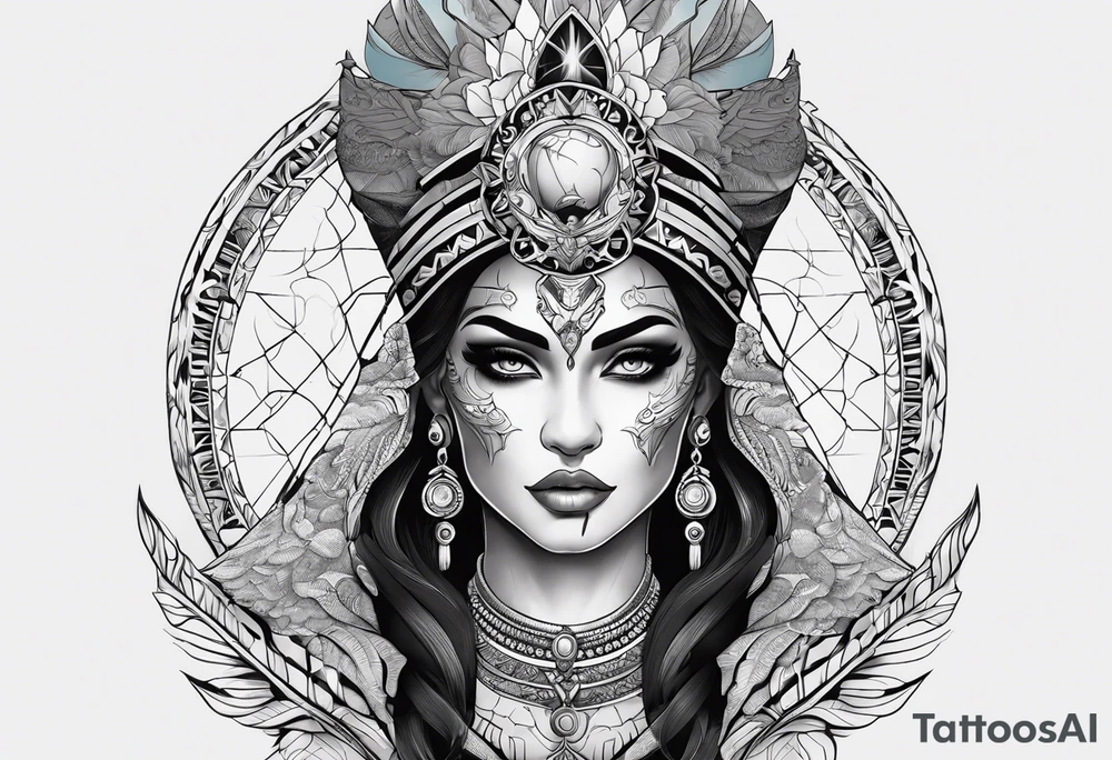 kali ma, alien goddess, valkrye, pirate, divine feminine, zenza resonance, pachamama, lotus azul, blank panther, eagle, skull, 5D, nueva gaya, dna 12 tattoo idea