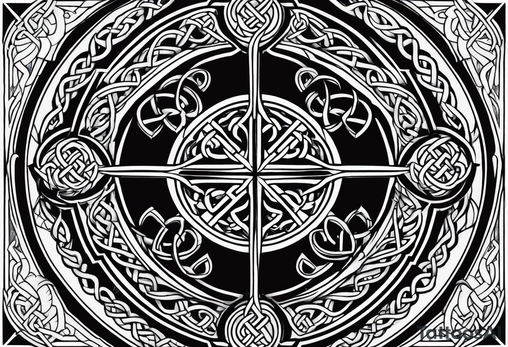 Celtic cross similar to Justin Timberlakes that incorporates firefighter traditional symbology tattoo idea