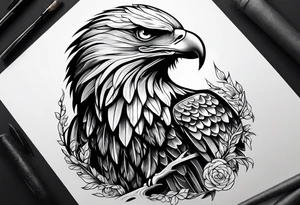 Bold eagle perched on branch forearm tattoo tattoo idea