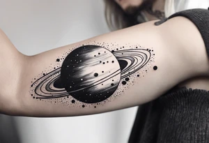 simple jupiter with ink dots tattoo idea