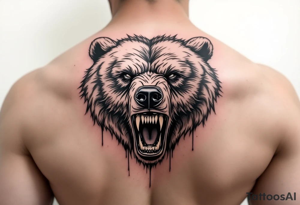 snarling bear face tattoo idea