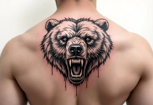 snarling bear face tattoo idea