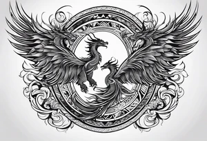 majestic  dragon and phoenix  in harmony and balance tribal tattoo tattoo idea