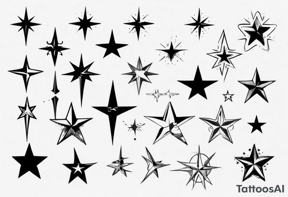 Collection of stars for next to someone's ear tattoo idea