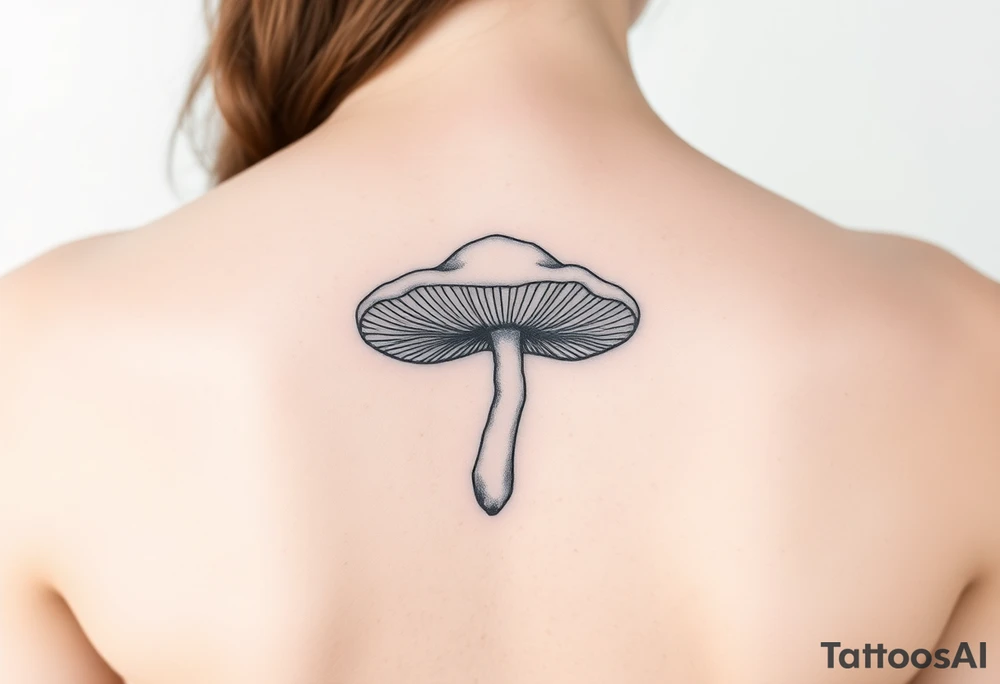 Simple black and white drawing of Tremella fuciformis mushroom tattoo idea