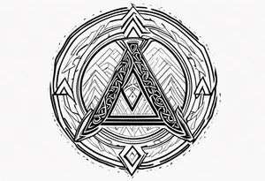 Valhalla 
Sword shield valknut  axe fire tattoo idea