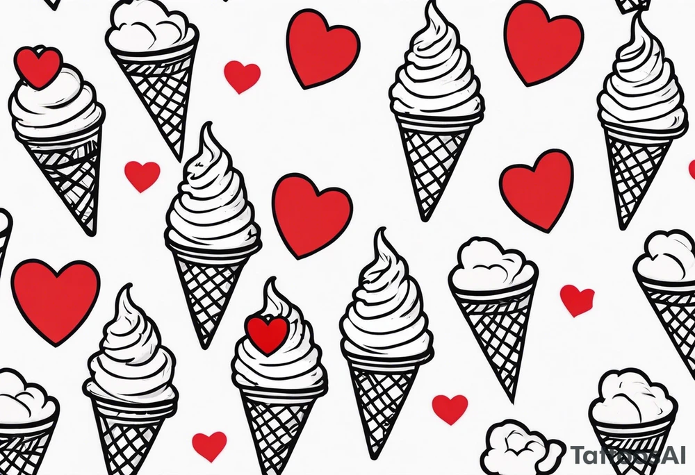 small ice cream cone with small red heart on it somewhere while representing Paris tattoo idea small ice cream cone with small red heart on it somewhere while representing Paris tattoo idea