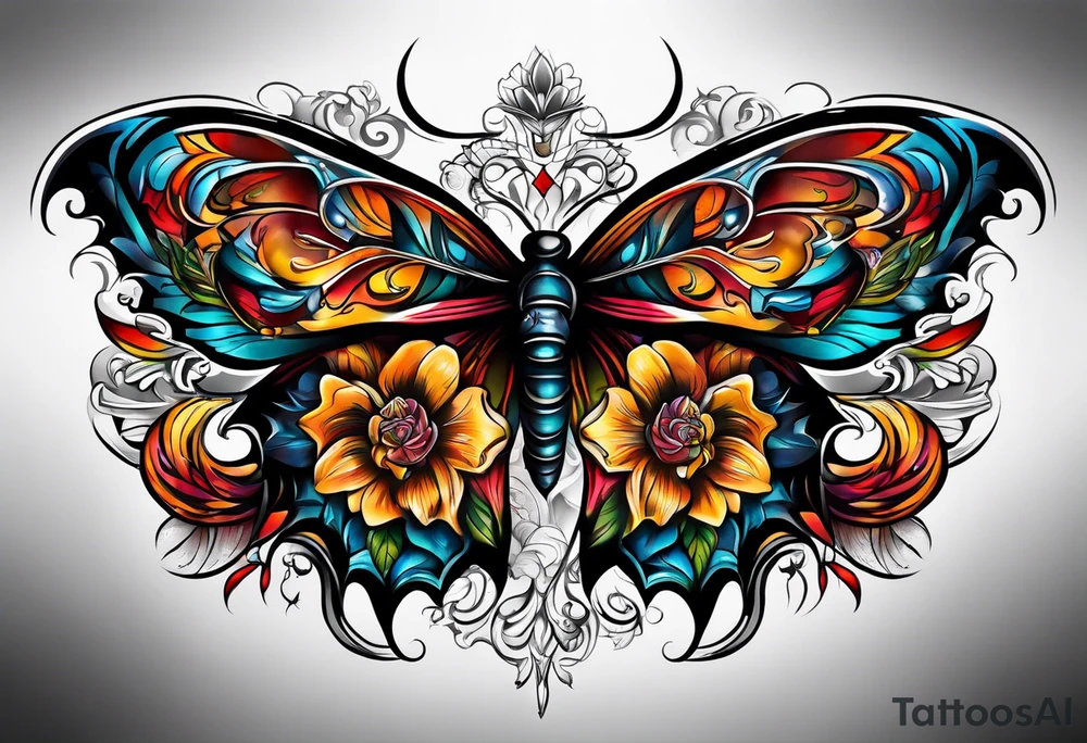 full body tattoo on the back from top to bottom on paper tattoo idea