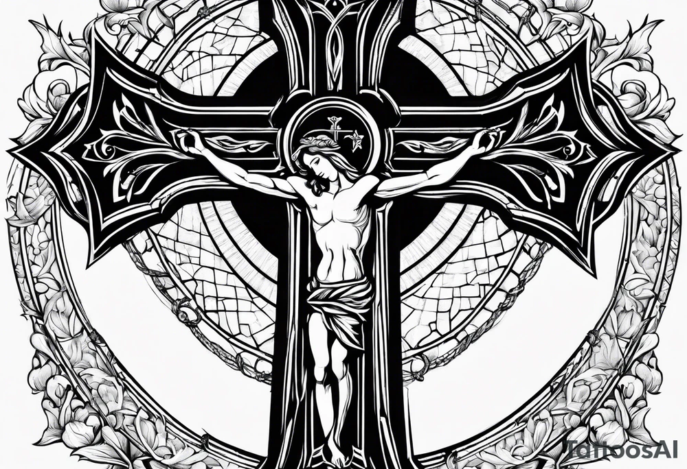 religious cross with 1 Corinthians 13 tattoo idea