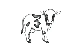 small cute black and white patched baby cow tattoo idea