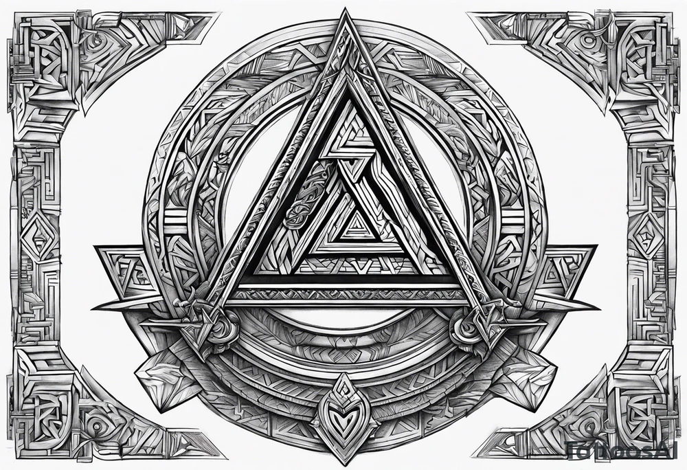 Valhalla steps Valknut sword tattoo idea