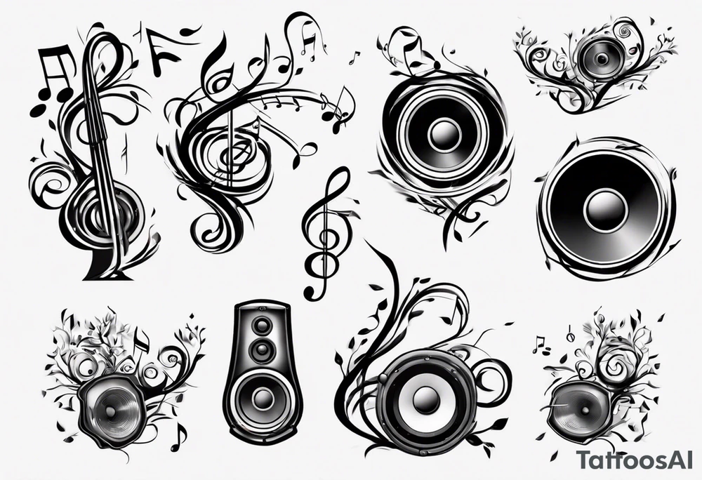 music speaker note tree stave notes tattoo idea