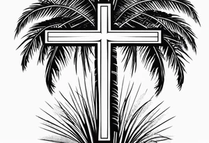 A palm tree with the words success is key with a cross tattoo idea