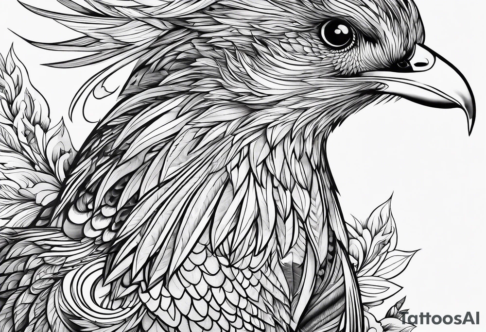 petit voilier, phoenix  minimaliste. trait de crayon. tattoo idea