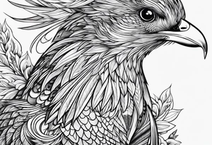 petit voilier, phoenix  minimaliste. trait de crayon. tattoo idea