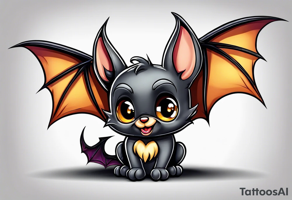 cartoon bat in style of disney, tattoo idea