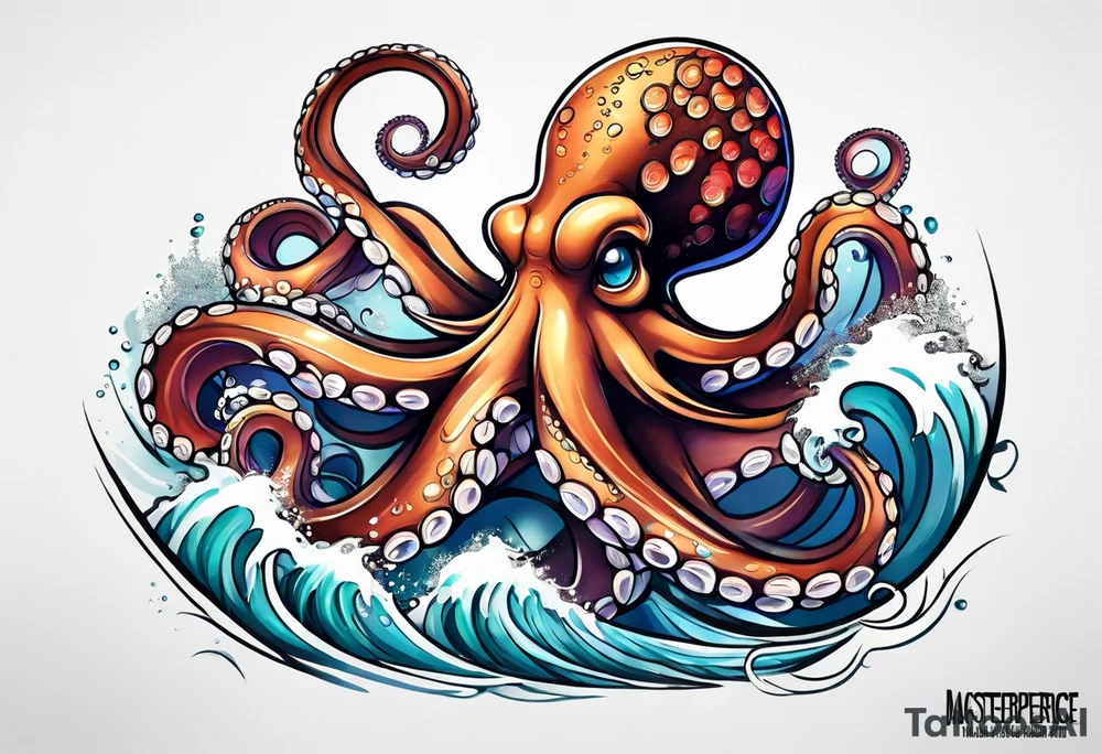 Octopus peaceful waves tattoo idea