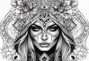 SKULL FEMALE FACE tattoo idea