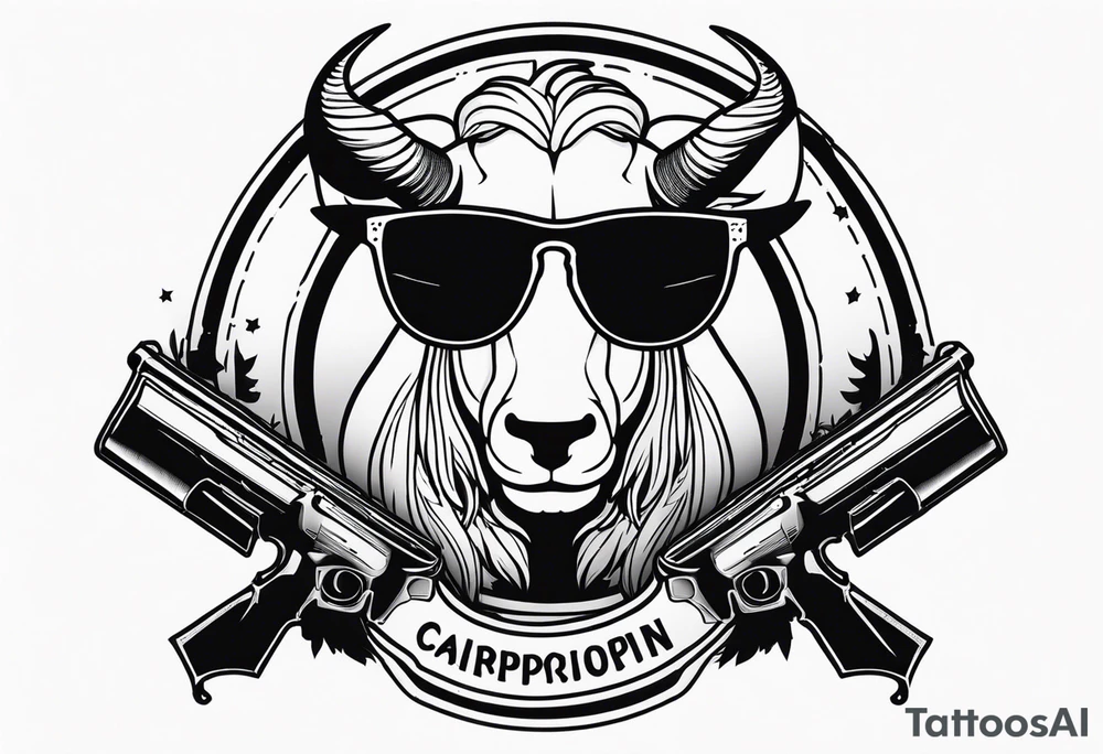 capricorn with sunglasses and shotgun tattoo idea