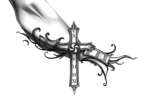 Cross tattoos for arm with Roman numerals tattoo idea