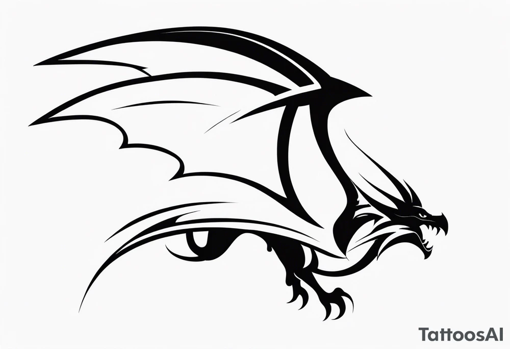 Silhouette modernist minimal wyvern tattoo idea