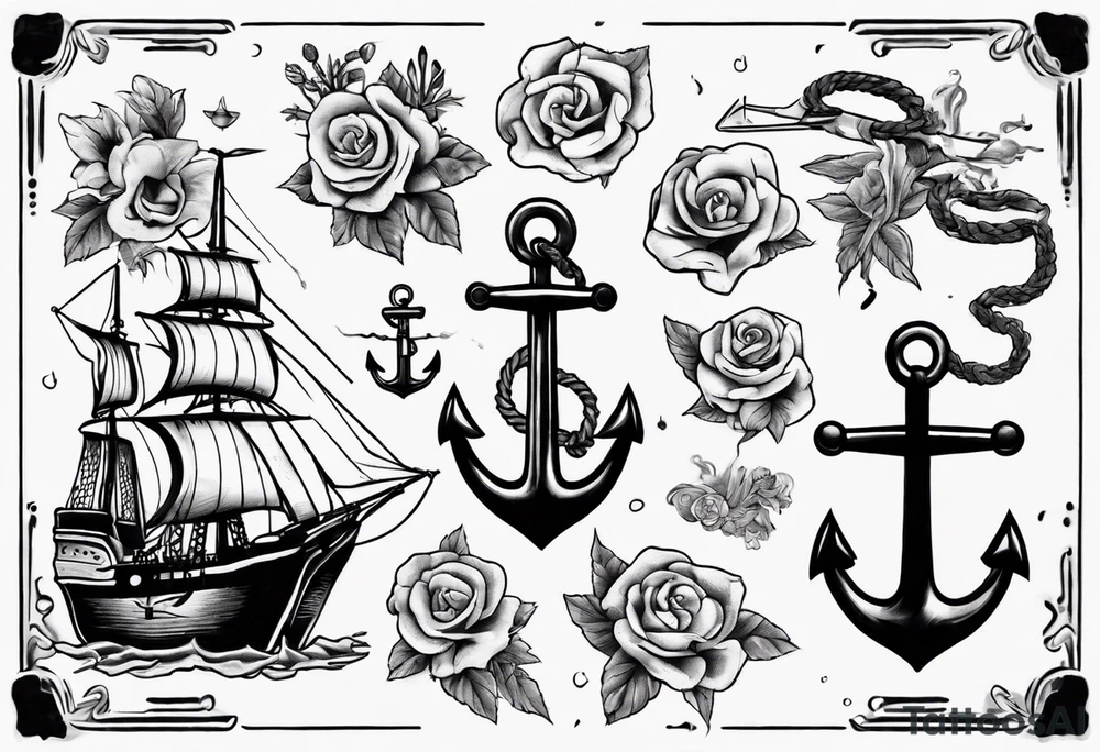 old Dutch style old style with anchor tattoo idea