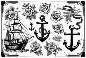 old Dutch style old style with anchor tattoo idea