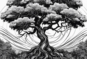 A tree with roots, where the roots have the Last Name Blanco intertwined. tattoo idea