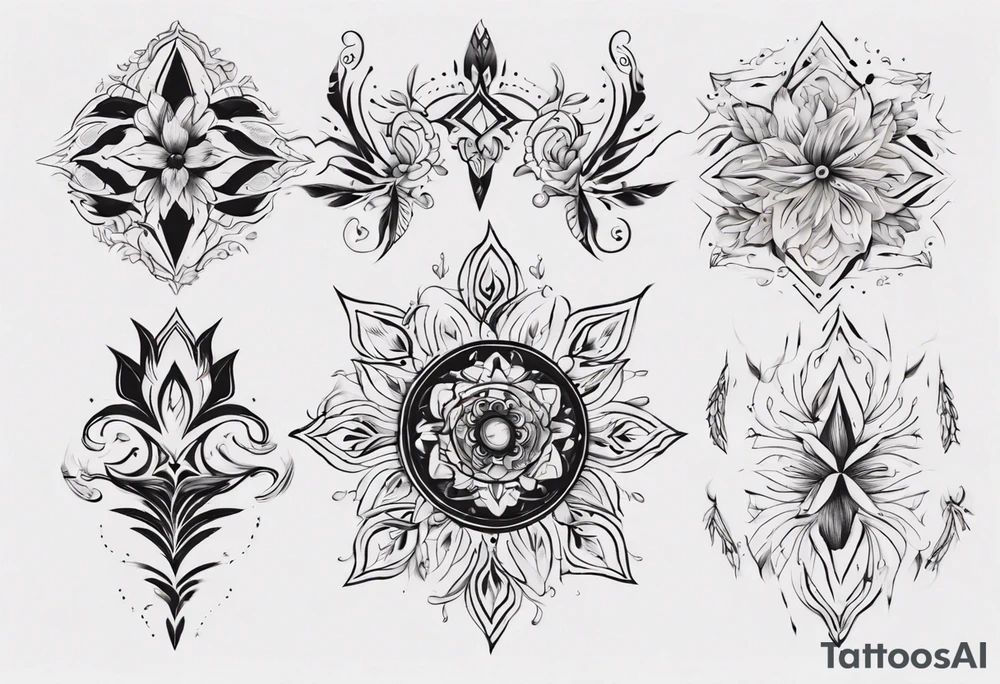 Minimalist Ornemental delicate tattoo idea